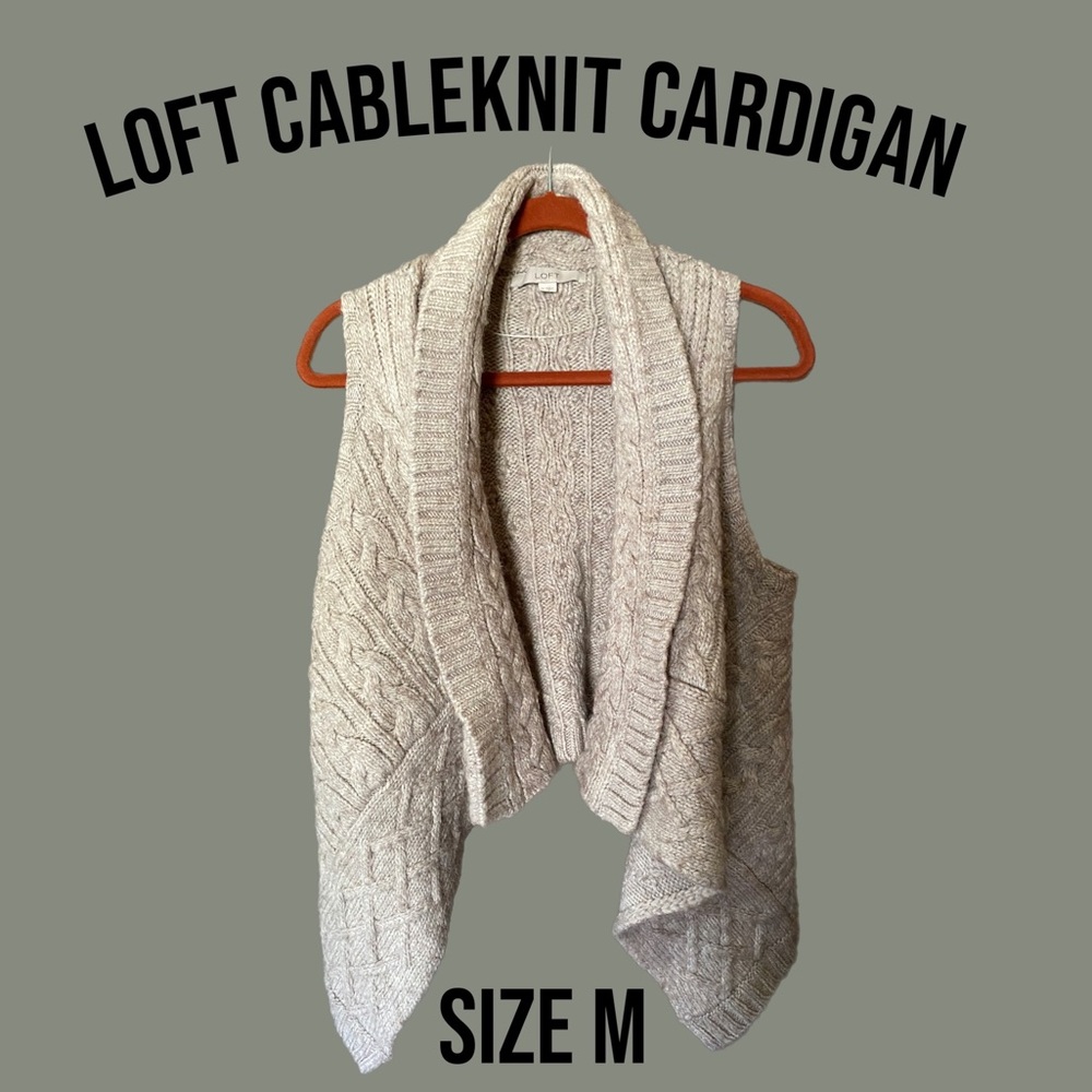 LOFT cableknit cardigan. Medium. Like new